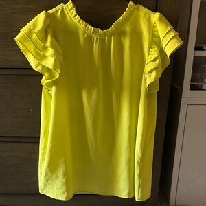 JODIFL Bright Yellow Ruffle Sleeve Blouse